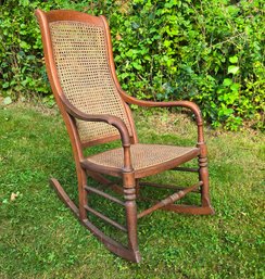 Antique  Rocking Chair With Wicker Inserts