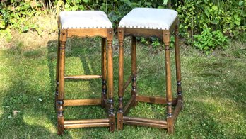 Bar Stools Pair For Re-upholstery