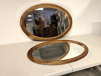 Oval Oak Mirrors, Pair, Carolina Mirror Company