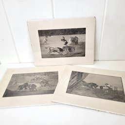 Vintage Francisco Goya Bullfighter Prints Set Of Three