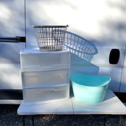 Sterilite Large 3 Drawer Storage Bin And Laundry Baskets
