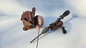 Vintage Hand Drill And  Bench Grinding Wheel