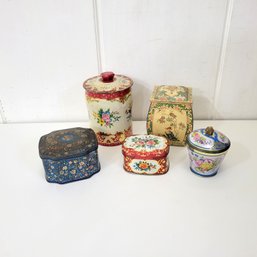 Vintage Floral Tin Boxes And Tea Canisters