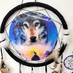 Wolf Dream Catcher And Coyote Pottery Ornament