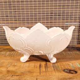 Ornate Pink Milk Glass Centerpiece Bowl