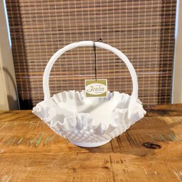 Fenton Milk Glass Basket With Tag