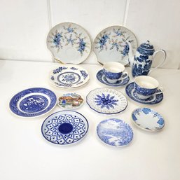 Vintage Blue And White Mismatched China Lot