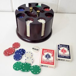 Vintage Poker Chips And Playing Cards