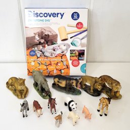 Discovery Toys Gem Stone Dig New In Box And Animal Figurine Collection