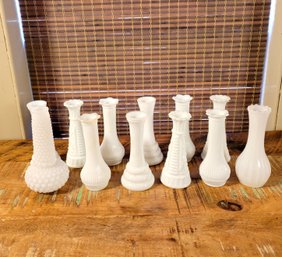 Milk Glass Bud Vase Collection One Dozen Pieces