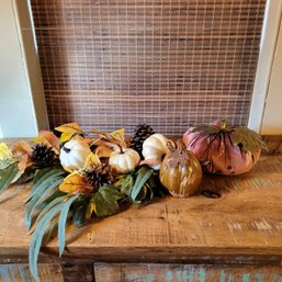 Autumn Decor Lot, Floral Sprays And Pumpkins