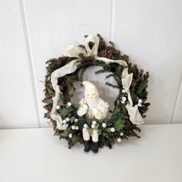 Christmas Wreath With White Santa