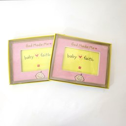 Baby Faith Pink Ceramic Photo Frames New In Box 'God Made Me'