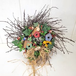 Wreath With Birdhouses And Birds