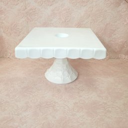 Square Milk Glass Cake Stand, Cake Plate, Cake Pedestal