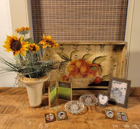 Sunflower Arrangement, Wood Tray, Assorted Home Decor Lot