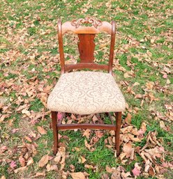 Antique Accent Chair With Upholstered Seat
