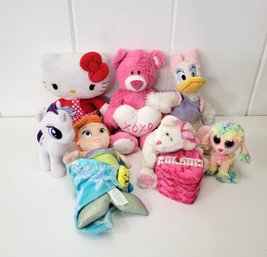 Pink And Pastel Stuffed Animal Collection Including Hello Kitty