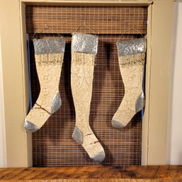 Shabby Chic White Tin Christmas Stockings