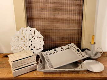 Grey And White Distressed Painted Home Decor Lot