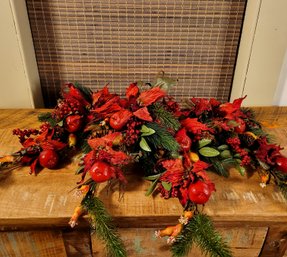 Red Poinsettia And Evergreen Sprays