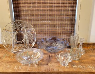 Pressed Glass Collection With Iris Serving Bowl