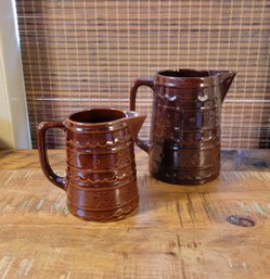 Marcrest Pitchers, Brown Daisy And Dot Stoneware