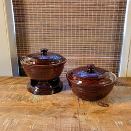 Marcrest Brown Daisy And Dot Stoneware Casserole Dishes