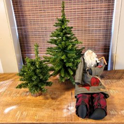 Santa Folk Doll With Pine Trees