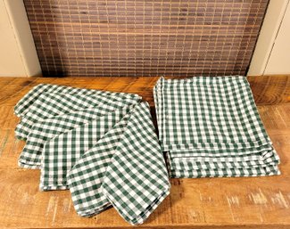 Green And White Gingham Cloth Napkins Set Of Twelve