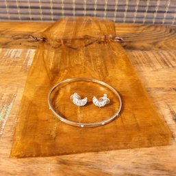 Swarovski Crystal Bangle Bracelet And Earrings