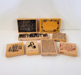 Rubber Stamps Wood Mount Large Lot Unused