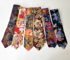 Men's Floral Neck Ties Lot Of Six