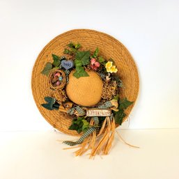 Garden Theme Straw Hat Wreath