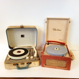 Vintage Portable Record Players Turntables Lot Of Two