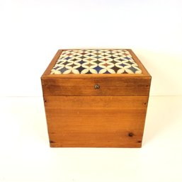 Wood Box With Tapestry Fabric Top
