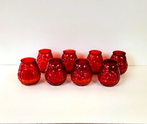 1970's Red Glass Citronella Candles