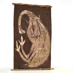 Aboriginal Art On Bark - Ostrich