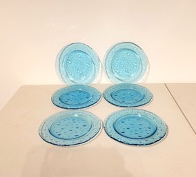 Blue Glass Dinner Plates Set Of 6