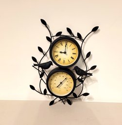 Metal Wall Clock Bird And Branch Design