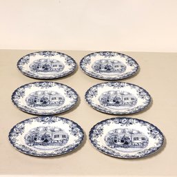 Johnson Brothers Coaching Scenes 8' Plates Blue And White