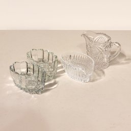 Clear Glass Cream Pitcher, Buffet Cutlery Holders