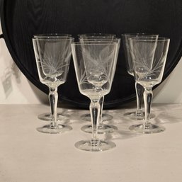 Etched Wine Goblets, RFG5 Radio Brand Clear Cut Wheat Spray