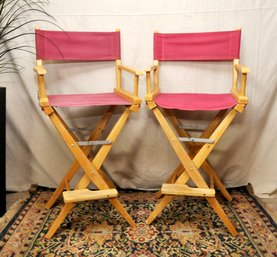 Vintage High Seat Canvas Folding Directors Chairs