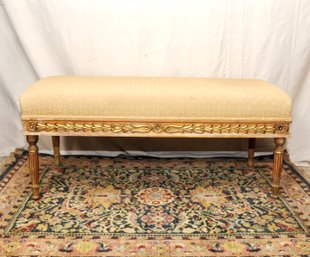 Carved Upholstered Bench