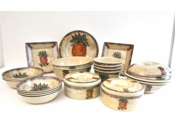 Pineapple Design Melamine Dishware Large Lot
