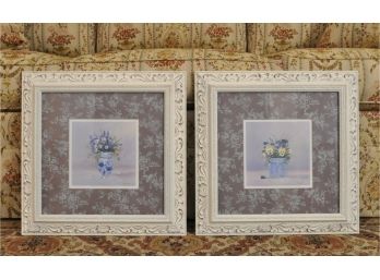 Shabby Chic White Framed Floral Prints