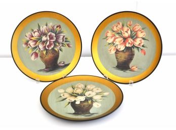 Tulip Design Decorative Plates Set Of Three