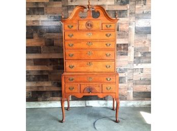 Tiger Maple Curly Maple Highboy Dresser