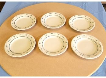 Longaberger Pottery Woven Traditions Green  Dessert Plates Set Of 6